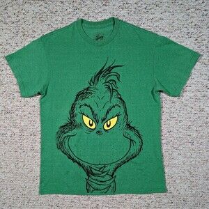 The Grinch Dr. Seuss T-Shirt Mens MEDIUM Green Graphic Cartoon Tee